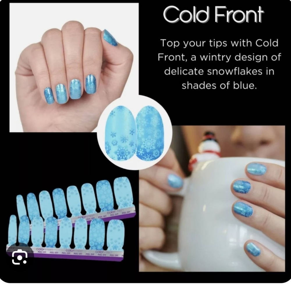 Cold Front Color Street Blue Snow Glitter Elsa Nail Strips